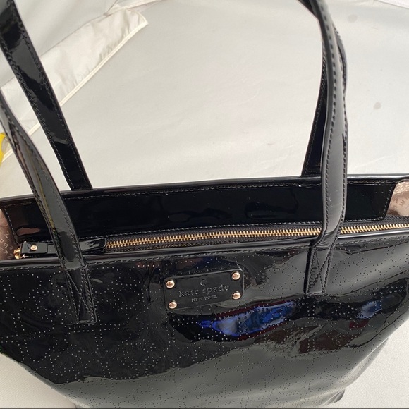 Kate Spade black perforated design patent leather Harmony Metro Tote - Picture 9 of 14